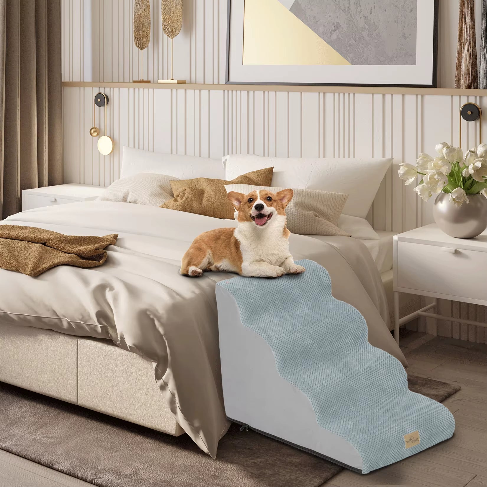 PetEase Stairs – Removable Cover Pet Training Stairs with 3, 4, 5 Steps for Beds, Sofas, Cats, and Dogs